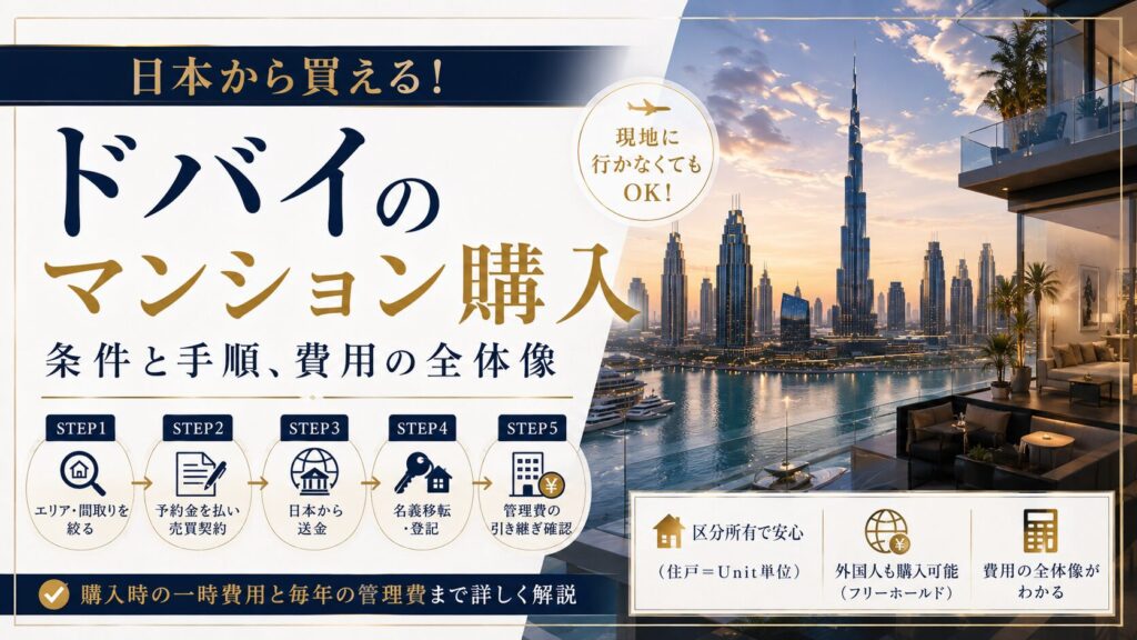 ドバイのマンション購入｜日本から買える条件と手順、費用の全体像｜ドバイ不動産のコラム