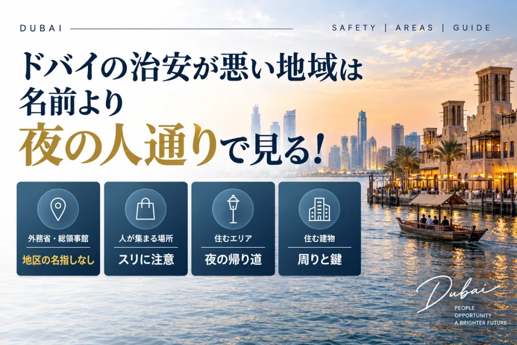 ドバイの治安が悪い地域の見分け方の記事のアイキャッチ画像